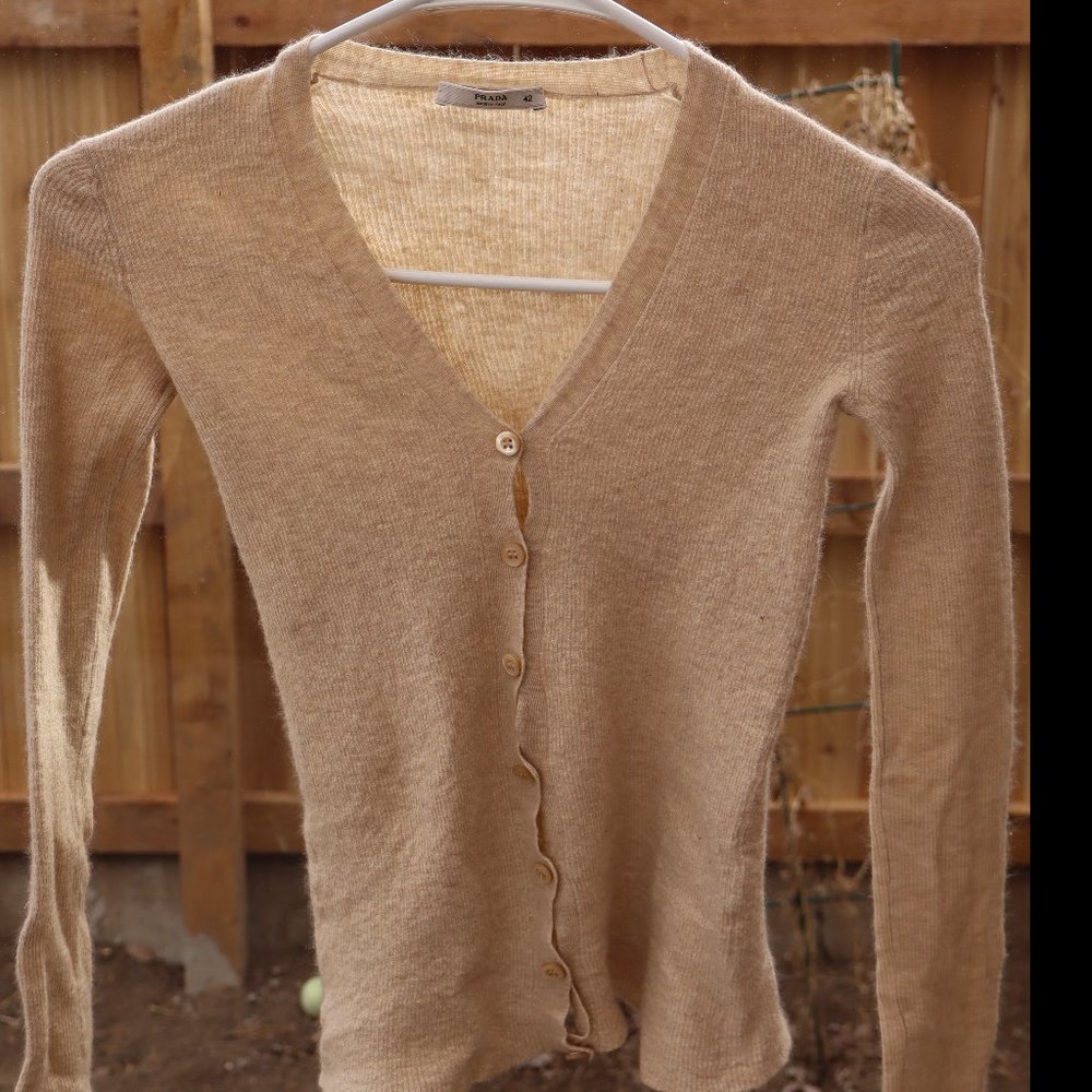 PRADA Cream Tan knit cardigan size 42 XXS - READ DESCRIPTION